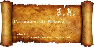 Balassovich Mikeás névjegykártya